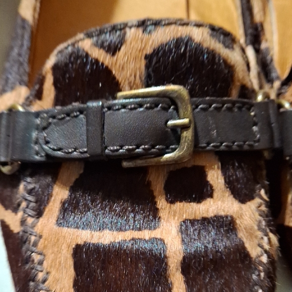 Brown and Black Animal Print Loafers with Metal Buckle - Picture 5 of 9